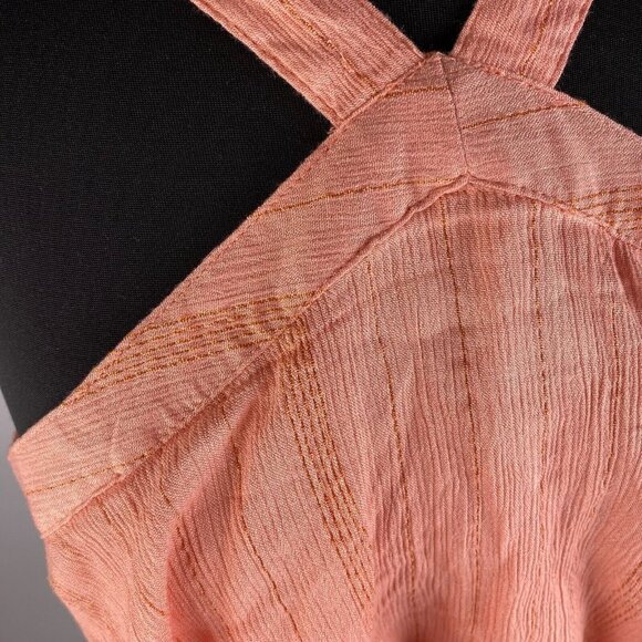 Maurices M Metallic Striped Ruffle Tiered Accent Tank Top Boho Summer Festival - Picture 5 of 13